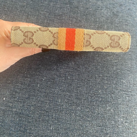 GUCCI PM Agenda Cover Sherry Line GG Logo Canvas Leather - Picture 8 of 15